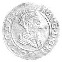 czworak 1569, Wilno, Aw: Popiersie i napis, Rw: Dwie tarcze i napis, Kop. I.5. -R-, Cz. 568.