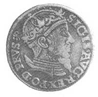 trojak 1557, Gdańsk, Aw: Popiersie i napis, Rw: Napis i herb Gdańska, Kop. I. -RR-, Cz. 498, T. 3.