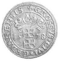 grosz 1578, Gdańsk, Aw: Popiersie i napis, Rw: Herb Gdańska i napis, Kop. I. -R-, Cz. 619.