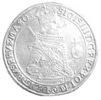 talar 1630, Bydgoszcz, Aw: Półpostać i napis, Rw: Tarcza herbowa pod koroną i napis, Kop. III.7., ..