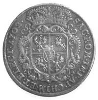 talar 1702, Lipsk, Aw: Krzyż z monogramem i napis, Rw: Tarcza herbowa pod koroną i napis, Kop. 306..