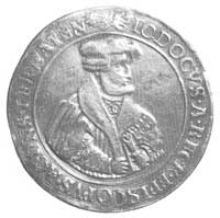 medal wagi 2-talarów 1545, Dorpad, Aw: Popiersie i napis JODOCUS.RECK. EPISCOPUS. AC. DNS. TERBATU..