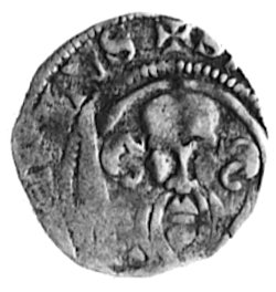 Otto III 1383-1428, Bassum, denar, Aw: Głowa św. Pawła pomiędzy mieczem i tarczą herbową i napis: S...VLVS,Rw: Biskup siedzący na wprost, Bonhoff 54, Slg. Friedensburg 329