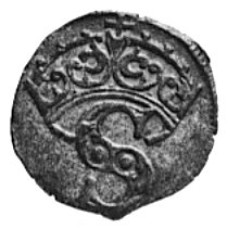 denar b.d., Toruń, Aw: Orzeł Prus Król., Rw: Korona i litera S, miecz z lewej strony, Gum.518, Kurp.229 R2, T.2
