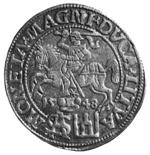 grosz na stopę polską 1548, Wilno, j.w., Gum.610, Kurp.764 R, moneta rzadko spotykana w tym stanie zachowania