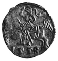 denar 1558, Wilno, Aw: Orzeł, Rw: Pogoń, Gum.592