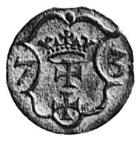 denar 1573, Gdańsk, Aw: Orzeł Prus Królewskich, Rw: Herb Gdańska, Gum.656, Kurp. 1001 R2, wyśmienity stanzachowania
