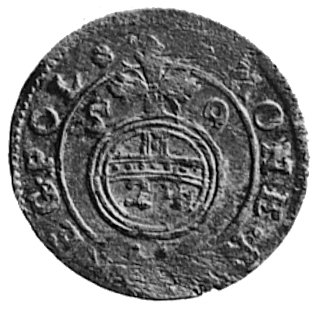 półtorak 1659, Poznań, j.w., (odmiana napisowa), Gum.1655, Kurp.61 R7, T.24, moneta bardzo rzadko występującaw handlu, drobne niedobicie