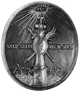 owalny medal b.d. (1666), sygnowany I.B. (J. Buchheim), wybity z okazji zaślubin następcy tronu Jana Jerzego IIIz Anną Zofią, Aw: Popiersie Jana Jerzego III, księcia saskiego, Rw: Obelisk i napis: SURSUM- DEORSUM,Merseb.1178 (175-Mk), srebro 46 x 40.2 mm, 37.32 g., bardzo rzadki, gabinetowy stan zachowania