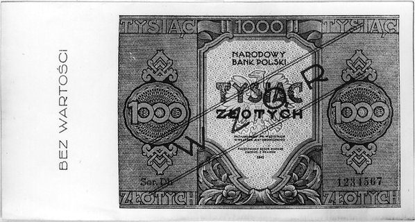 1000 złotych 1945, Ser.Dh 1234567, po obu strona
