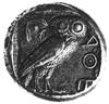 ATTYKA- ATENY, tetradrachma (449-413 p.n.e.), Aw: Głowa Ateny w hełmie z grzebieniem, zdobionym tr..