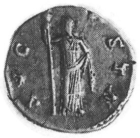 denar, Aw: Popiersie w prawo i napis: DIVA FAVSTINA, Rw: Stojąca Ceres z berłem i napis: AVGVSTA, Sear 93a,Coh.128, 3.49 g.