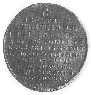 talar 1727, Drezno, Aw: Napis, Rw: Cyprys i napis, Dav.2661, Merseb.1658, monety wybita z okazji śmierci królowejKrystyny Eberhardyny
