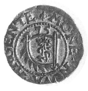 szeląg 1575, Mitawa, Aw: Tarcza herbowa Kettlerów z monogramem SA i napis, Rw: Lew i napis, Kop.I.l -RR-,Fedorow 995