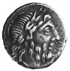 Cn. Lentulus Clodianus (88 p.n.e.), quinar, Aw: Głowa Jupitera w prawo, Rw: Victoria wieńcząca trophaion