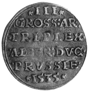 trojak 1535, Królewiec, Aw: Popiersie i napis, Rw: Napis, Kop.I.5, Bahr.1153