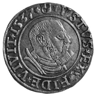 grosz 1537, Królewiec, Aw: Popiersie i napis, Rw: Orzeł i napis, Kop.I.8, Bahr.1164