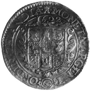 60 groot (arenddaalder) 1602, Zelandia, Aw: Orzeł cesarski z tarczą herbową Zelandii, w otoku napis, Rw: Tarczaherbowa, w otoku napis, Delm. 1071
