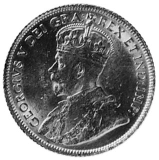 5 dolarów 1913, Ottawa. Aw: Popiersie króla Jerzego V, w otoku napis, Rw: Tarcza herbowa i napisy, Fr.4