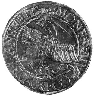 Ernst II, Hoyer VI, Gebhard VII, Albrecht VII 1526-1531, talar 1526, Aw: Tarcza herbowa, w otoku napis, Rw: Św.Jerzy, w otoku napis, Dav.9476