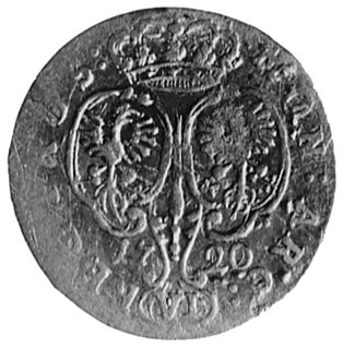 VI groszy 1720, Królewiec, Aw: Popiersie, poniżej litery CG, w otoku napis, Rw: Tarcze herbowe, w otoku napis,Schr.469