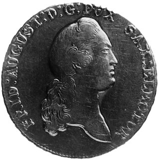 Fryderyk August III 1763-1827, talar 1777, Aw: Głowa w prawo, w otoku napis, Rw: Herb Saksonii , poniżej literyEDC i data, po bokach napisy, Schnee 1073, Dav.2690
