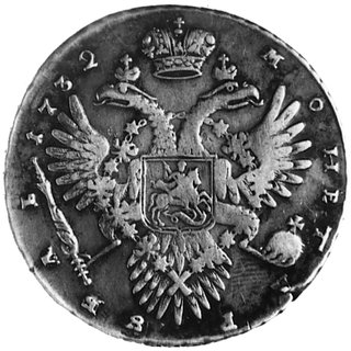 rubel 1732, Aw: Popiersie w prawo, w otoku napis, Rw: Orzeł dwugłowy, w otoku napis, Uzdenikow 677, Mich.69