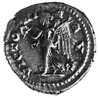 Elagabal 218-222, denar, Aw: Popiersie w prawo i napis:...P ANTONINVS AVG, Rw: Victoria krocząca w lewoi napis: VICTORIA AVG, Sear 304