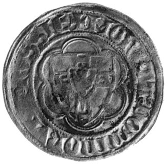 Winrych von Kniprode 1351-1382, półskojec, Aw: Tarcza Wielkiego Mistrza