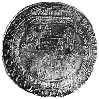 talar 1647, Kraków, Aw: Popiersie w koronie i napis, Rw: Wielopolowa tarcza herbowa i napis, Dav.4329, H-Cz.1868R5, T.50, stara patyna, rzadki