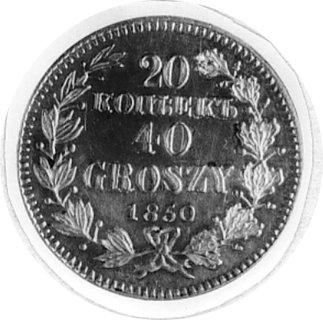 20 kopiejek=40 groszy 1850, Warszawa, Aw: Orzeł 