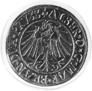grosz 1541, Królewiec, Aw: Popiersie i napis, Rw: Orzeł i napis, Neumann 46, Kop.II.l, odmiana z dłuższą brodą