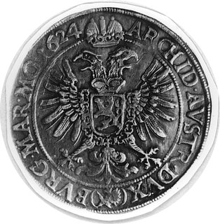 talar 1624, Praga, Aw: Postać cesarza i napis wokół, Rw: Orzeł i napis w otoku, Herinek 486, Dav.3136
