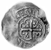 Stefan 1135-1154, denar, Aw: Popiersie w prawo i napis: STIEF.., Rw: Krzyż w rozecie i napis, Nort..