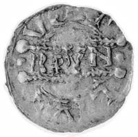 Fryzja- margrabia Bruno III (Leeuwarden), denar, Aw: Głowa króla z berłem i napis: HENRICVS REX, R..