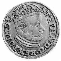 trojak 1585, Olkusz, Aw: Popiersie w koronie i n