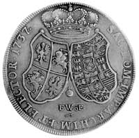 talar 1737, Drezno, Aw: Popiersie i napis, Rw: Tarcze herbowe i napis, Schnee 1026, Dav. 2665.