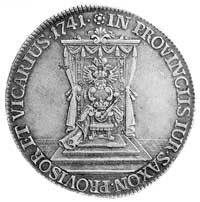 półtalar wikariacki 1741, Drezno, Aw: Król na koniu i napis, Rw: Tron i napis, Kop. 304 I 1-R-, Me..