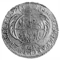 dwuzłotówka (8 groszy) 1753, Lipsk, j.w., Kop. 332 I 1c-R-, Merseb. 1778, słabo odbita, odmiana z ..