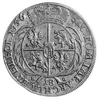 ort 1756, Lipsk, j.w., Kop. 330 II 4b, Merseb. 1782, odmiana z dużym popiersiem króla i małymi lit..