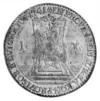 grosz wikariacki 1741, Drezno, Aw: Król na koniu i napis, Rw: Tron i napis, Kop. 301 II 1-R-, Mers..