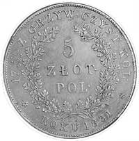 5 złotych 1831, Warszawa, Aw: Tarcza herbowa i napis, Rw: Nominał w wieńcu i napis, Plage 272.