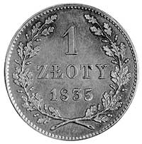 1 złoty 1835, Wiedeń, Aw: Herb Krakowa i napis, Rw: Nominał w wieńcu, Plage 294.