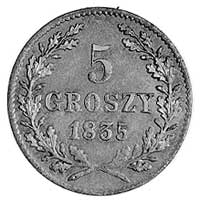 5 groszy 1835, Wiedeń, Aw: Herb Krakowa, Rw: Nominał w wieńcu, Plage 296.