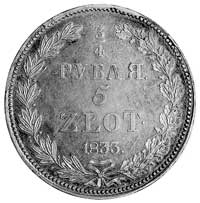 3/4 rubla=5 złotych 1833, Petersburg, Aw: Orzeł carski, napis i literki , Rw: Nominał w wieńcu, Pl..