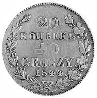 20 kopiejek=40 groszy 1844, Warszawa, j.w., Plage 391.