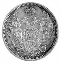 10 kopiejek 1855, Warszawa, Aw: Orzeł carski, Rw: Nominał w wieńcu, Plage 419, bardzo rzadka monet..