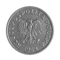 5 groszy 1949, jak moneta obiegowa, wklęsły napi