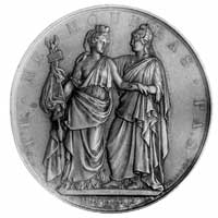 medal autorstwa Barre' a wybity nakładem Komitetu Brukselskiego 1831 r., Aw: Stojące personifikacj..