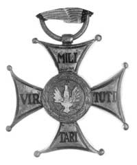krzyż srebrny Orderu Wojskowego Virtuti Militari (V klasa), 1920 rok, nr 761, miedziany srebrzony ..